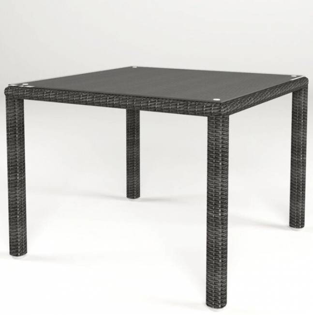 Обеденный стол "Севилья" квадратный, из искусственного ротанга, серый, темно-серый