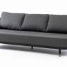 "Верона" диван 3-местный плетеный из роупа, каркас алюминий темно-серый (RAL7024) муар, роуп темно-серый круглый, ткань темно-серая 027