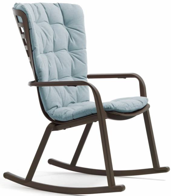 Кресло-качалка пластиковое с подушкой Folio табак, голубой 720х810-925х1190-1125 мм