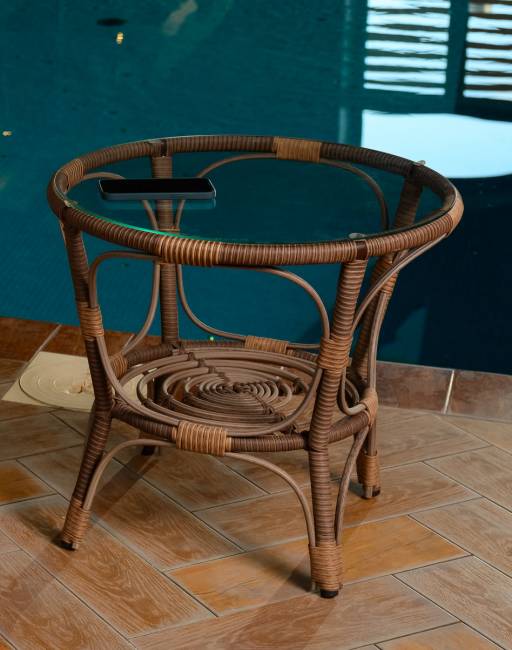 Кофейный столик из искусственного ротанга (Какао)
