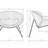 Кресло дизайнерское DOBRIN EMILY, белый (букле) ткань , хромированная сталь