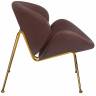 Кресло дизайнерское DOBRIN EMILY, коричневый винил YP5, золотое основание