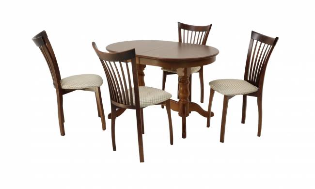 Обеденная группа стол Бизе со стульями Миранда,орех, ромб бежевый