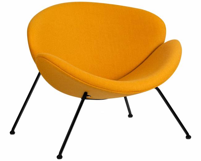 Кресло дизайнерское DOBRIN EMILY, желтая ткань AF13, черное основание
