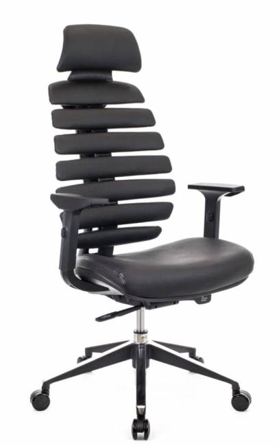 Офисное кресло Ergo Black, натуральная кожа, черный