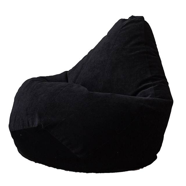 Кресло Мешок Груша Черный Микровельвет (L, Классический) Черный Микровельвет