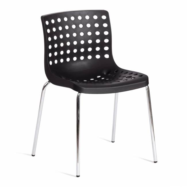 Стул SKALBERG (mod. C-084-A) металл/пластик, 46 х 56 х 79 см, Black (черный) / Chrome (хром) (Комплект из 4 шт.) Black (черный) / Chrome (хром) металл/пластик