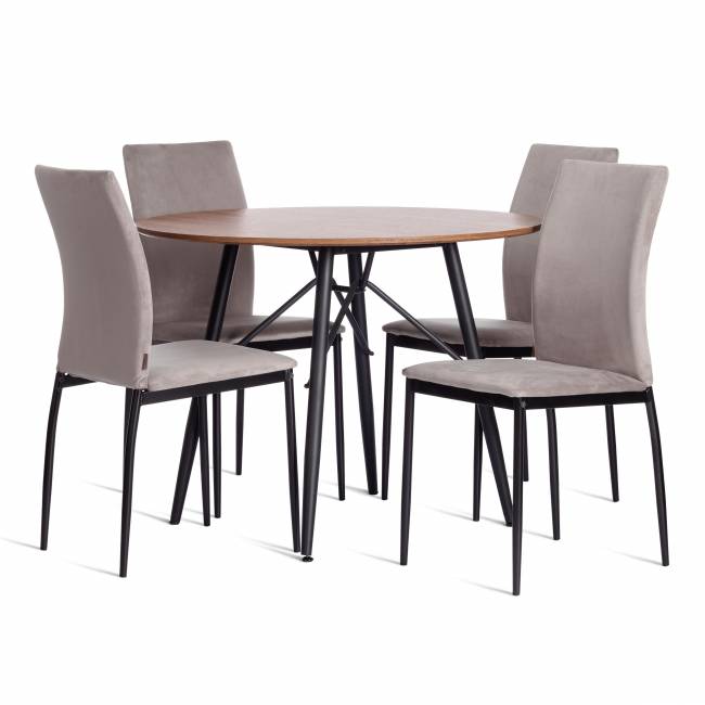 Стул CAPRI (mod. BC565-DC) / 1 шт. в упаковке металл, флок, 43 х 53 х 92 см, Light grey (светло-серый) HLR14 / черный светло-серый металл, флок