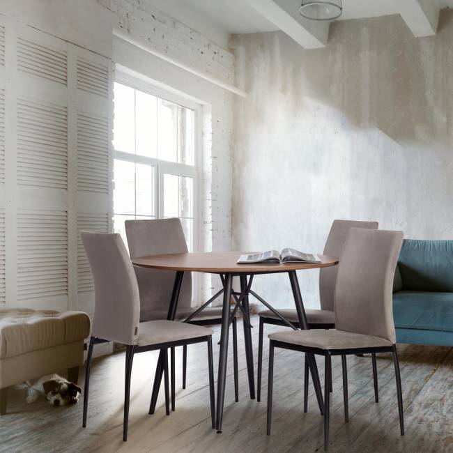 Стул CAPRI (mod. BC565-DC) / 1 шт. в упаковке металл, флок, 43 х 53 х 92 см, Light grey (светло-серый) HLR14 / черный светло-серый металл, флок