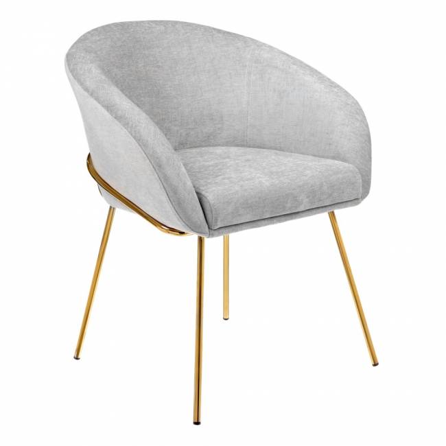 Стул-полукресло Martin серый шенилл, золотые ножки