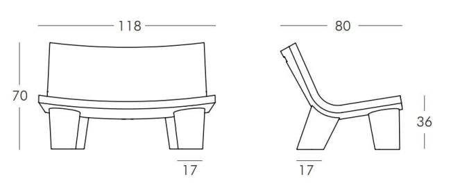 Диван пластиковый двухместный Low Lita Love Anniversary Edition арабескато 1180х800х700 мм