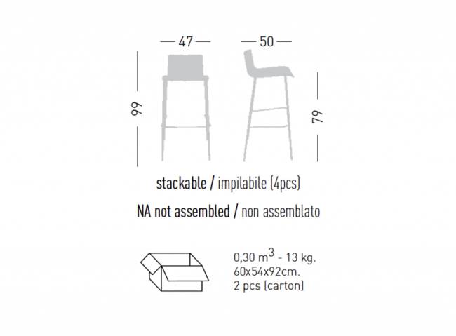 Стул деревянный барный Lila Stool 79 470х500х990 мм