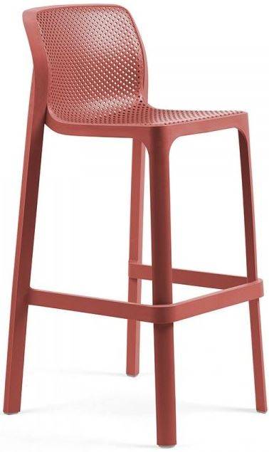 Стул пластиковый барный Net Stool коралловый 490х525х1015 мм