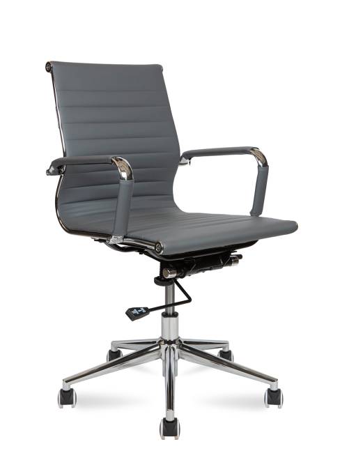 Кресло офисное / Техно LB только Москва / УЦЕНКА  хром / серая экокожа