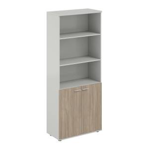 SG.851.SH.OD / Шкаф высокий полуоткрытый 800х400х1955, 2-х дв, з.ст ЛДСП 16 мм / корпус: серый бархат; фасады: дуб темный
