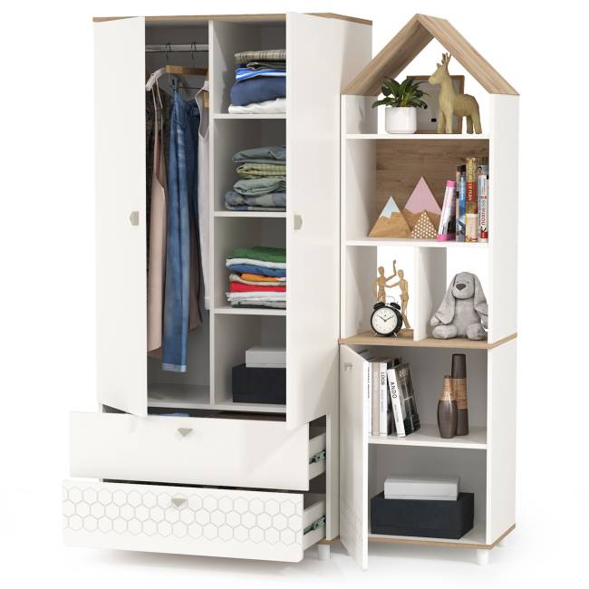 Шкаф и стеллаж Эйп цвет белый/дуб белый