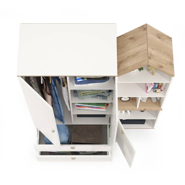 Шкаф и стеллаж Эйп цвет белый/дуб белый