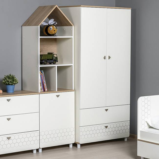 Шкаф и стеллаж Эйп цвет белый/дуб белый