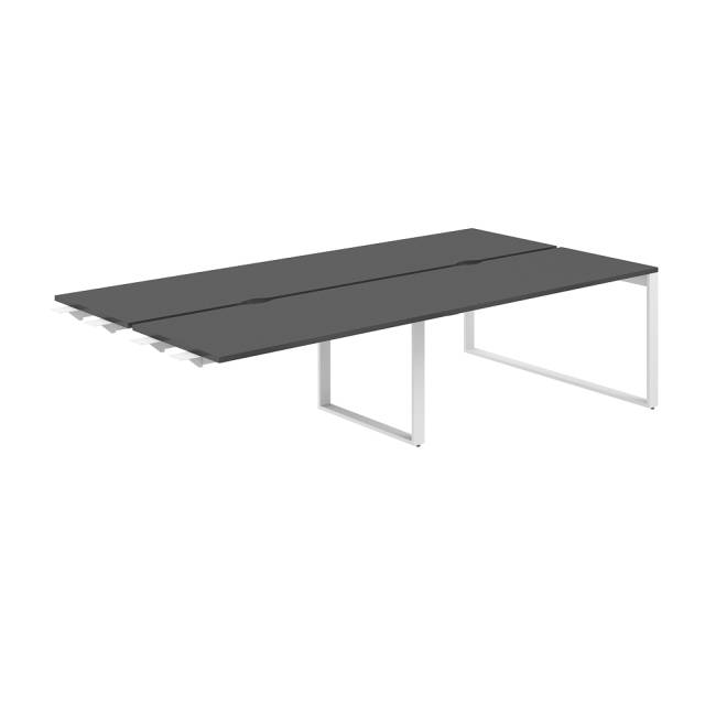 AG.167.AN.V.72.WH  / Рабочая станция комбо 2400х1638х750  / профиль О-образный: 70х20 белый; столешница с вырезом: антрацит