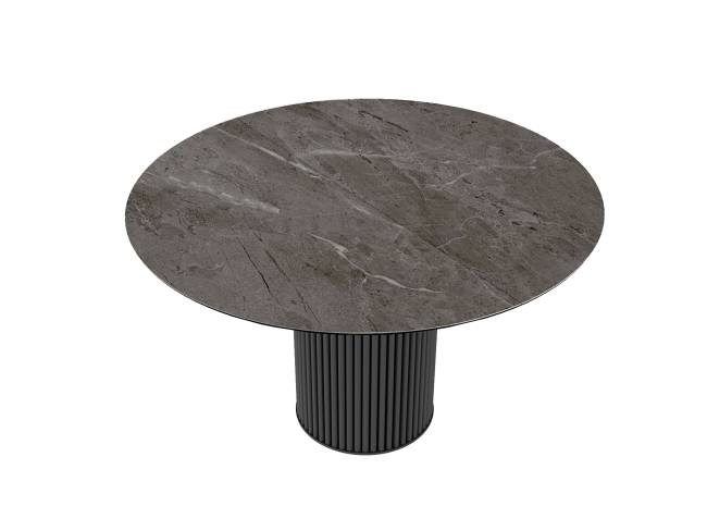 Стол DikLine AKRR120 Керамика Tundra Gris (темно-серый суперглянец)/подстолье черное/опоры черные (2 уп.)