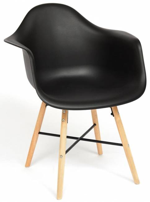 Кресло CINDY (EAMES) (mod. 919) черный/black with natural legs дерево бук/металл/сиденье пластик