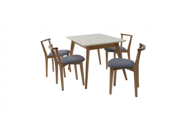 Стол Сканди 120 натур/слоновая кость со стульями Франк натур рогожка серый