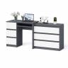 Стол компьютерный с тумбой МС-6 левый с комодом на три ящика МК800 Мори цвет графит/белый