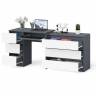 Стол компьютерный с тумбой МС-6 левый с комодом на три ящика МК800 Мори цвет графит/белый