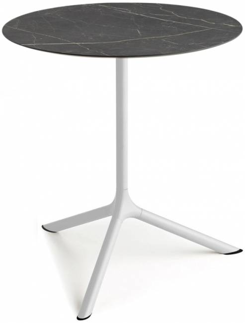 Стол ламинированный обеденный Tripe Maxi белый, черный мрамор Сахара Ø800х740 мм