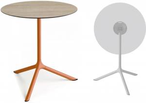 Стол ламинированный обеденный складной Tripe Maxi Folding терракотовый, состаренный дуб тортора Ø800х740 мм