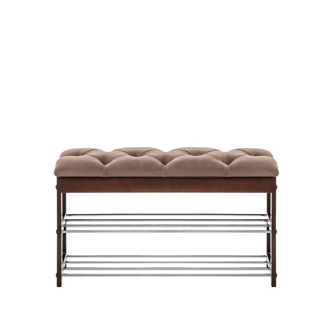 Банкетка Leset "Грейс" Орех V23 молочный шоколад, каретная стяжка