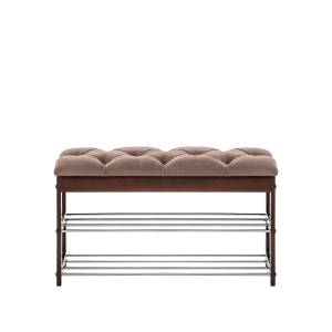 Банкетка Leset "Грейс" Орех V23 молочный шоколад, каретная стяжка