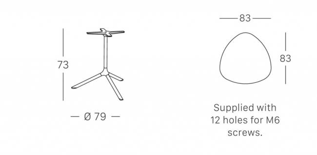 Стол ламинированный обеденный Tripe Maxi антрацит, каменный 830х830х740 мм