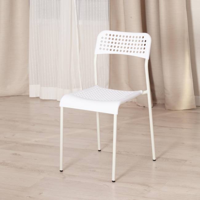 Стул Адде/Adde (мод.C-049) металл/пластик, белый разборный, 39х49х78см (Комплект из 2 шт.) белый металл/пластик