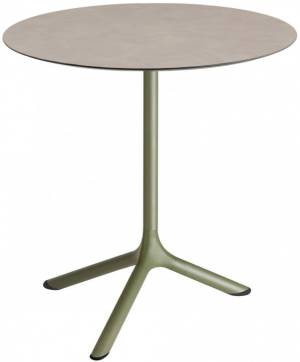 Стол ламинированный обеденный Tripe оливковый, тортора шпатель Ø700х740 мм