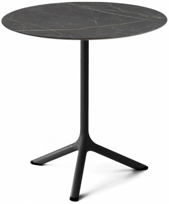 Стол ламинированный обеденный складной Tripe Folding черный, черный мрамор Сахара Ø700х740 мм