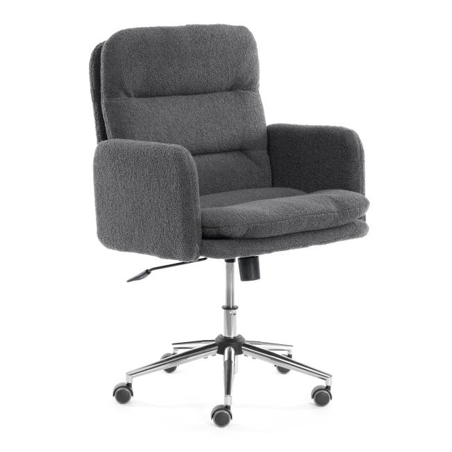 Кресло Dover/Довер хром букле, серый, барни серый серый, barni grey букле