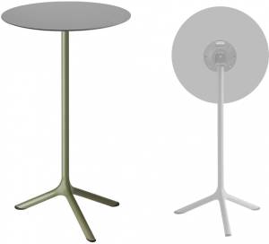 Стол ламинированный барный складной Tripe Folding оливковый, светло-серый Ø600х1100 мм