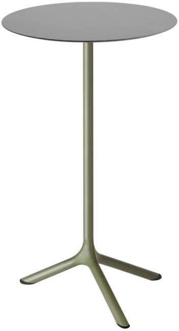 Стол ламинированный барный складной Tripe Folding оливковый, светло-серый Ø600х1100 мм