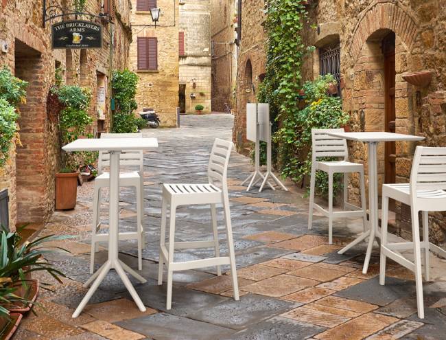 Стул пластиковый барный Ares Bar 75 белый 450х510х1080 мм Стул пластиковый барный Ares Bar 75 белый 450х510х1080 мм