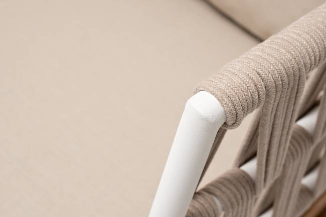 "Диего" диван 2-местный плетеный из роупа, каркас алюминий темно-серый (RAL7024), роуп темно-серый круглый, ткань темно-серая