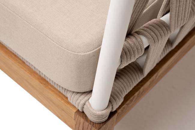 "Диего" диван 2-местный плетеный из роупа, каркас алюминий темно-серый (RAL7024), роуп темно-серый круглый, ткань темно-серая