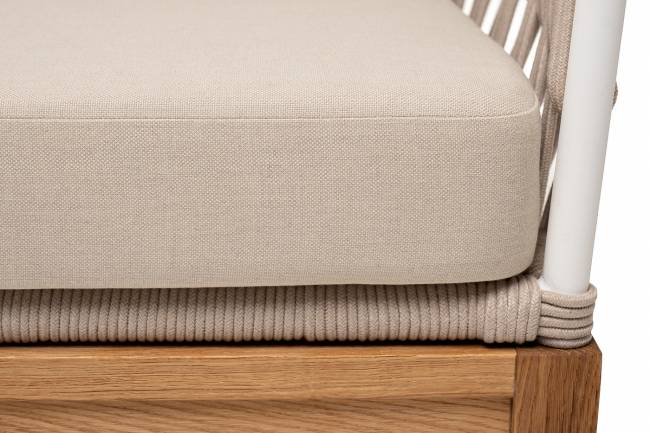 "Диего" диван 2-местный плетеный из роупа, каркас алюминий темно-серый (RAL7024), роуп темно-серый круглый, ткань темно-серая