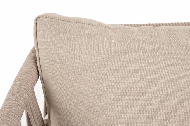 "Диего" диван 2-местный плетеный из роупа, каркас алюминий темно-серый (RAL7024), роуп темно-серый круглый, ткань темно-серая