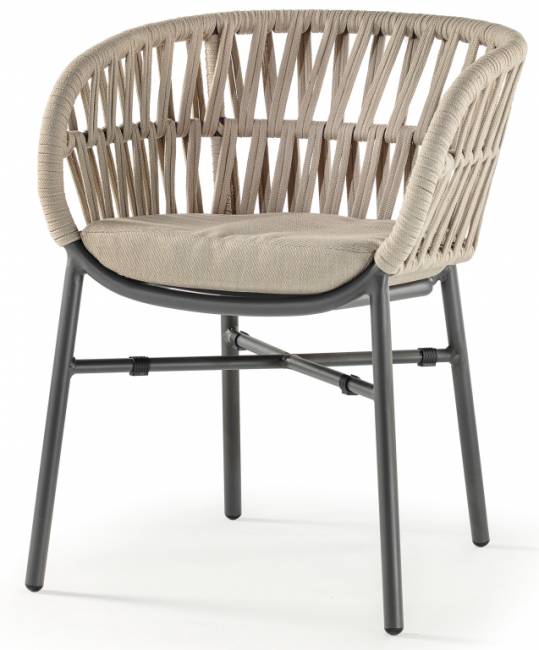 Кресло плетеное с подушкой Tahiti антрацит, серый, тортора 570х590х760 мм