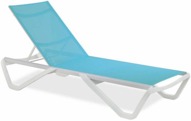 Шезлонг-лежак металлический Wave белый, бирюзовый 1910х715х300 мм