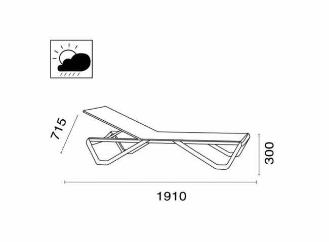 Шезлонг-лежак металлический Wave белый, бирюзовый 1910х715х300 мм