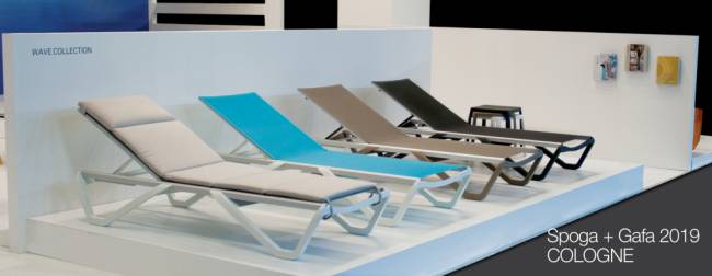 Шезлонг-лежак металлический Wave белый, бирюзовый 1910х715х300 мм