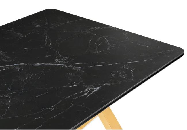 Керамический стол Селена 3 180х90 черный мрамор / золото