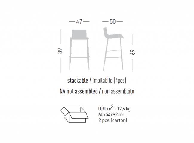 Стул деревянный полубарный Lila Stool 69 470х500х890 мм